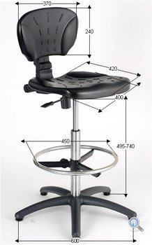 Wymiary krzesła przemysłowego LK Specjal Chrom
