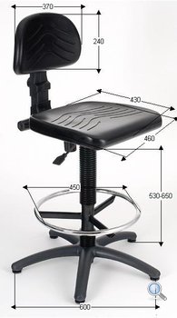 Wymiary krzesła przemysłowego PL Specjal Black