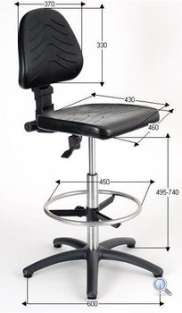 Wymiary krzesła przemysłowego PL Specjal Chrom II