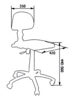 Wymiary krzesła przemysłowego PL Standard I