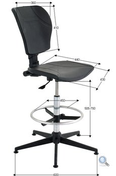 Wymiary krzesła przemysłowego Techno Chrom