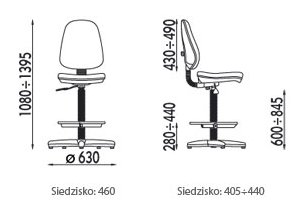 wymiary krzesła pracowniczego, produkcyjnego Regal